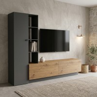 Σύνθετο σαλονιού Tilveo pakoworld oak-ανθρακί 230x41.5x180εκ Σύνθετο σαλονιού Tilveo pakoworld oak-ανθρακί 230x41.5x180εκ