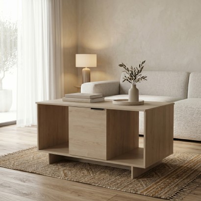 Τραπέζι σαλονιού Nalinda pakoworld sonoma 100x55x55εκ Τραπέζι σαλονιού Nalinda pakoworld sonoma 100x55x55εκ
