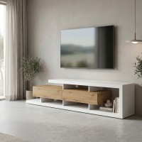 Έπιπλο τηλεόρασης Arbero pakoworld λευκό-oak 198x40x45εκ Έπιπλο τηλεόρασης Arbero pakoworld λευκό-oak 198x40x45εκ