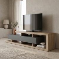 Έπιπλο τηλεόρασης Arbero pakoworld ανθρακί-sonoma 198x40x45εκ Έπιπλο τηλεόρασης Arbero pakoworld ανθρακί-sonoma 198x40x45εκ