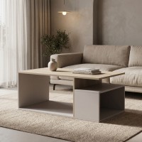 Τραπέζι σαλονιού Wendo pakoworld taupe-sonoma 91x37x50εκ Τραπέζι σαλονιού Wendo pakoworld taupe-sonoma 91x37x50εκ