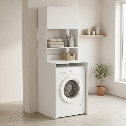 Έπιπλο πλυντηρίου Chaxe pakoworld λευκό 65x60x183.6εκ Έπιπλο πλυντηρίου Chaxe pakoworld λευκό 65x60x183.6εκ