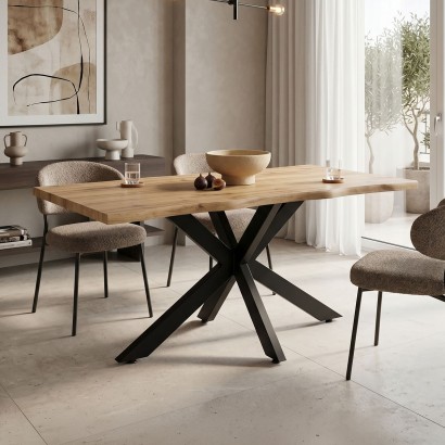 Tραπέζι Gilman pakoworld MDF sonoma-μαύρο 150x90x75εκ Tραπέζι Gilman pakoworld MDF sonoma-μαύρο 150x90x75εκ
