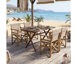 Tραπεζαρία Retto σετ 5τμχ μασίφ ξύλο οξιάς καρυδί πανί-μπεζ γκρι 100x60x71εκ Tραπεζαρία Retto σετ 5τμχ μασίφ ξύλο οξιάς καρυδί πανί-μπεζ γκρι 100x60x71εκ