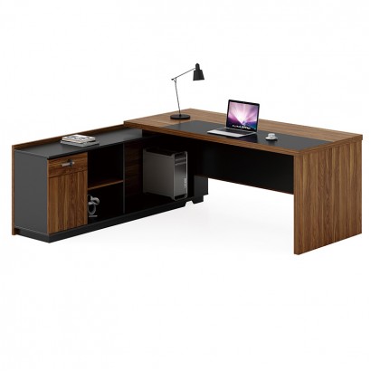 Γραφείο επαγγελματικό με αριστερή γωνία Oscar pakoworld καρυδί-ανθρακί 220x180x76εκ
