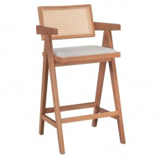 Σκαμπό bar Winslow pakoworld ξύλο rubberwood ανοικτό καρυδί-pvc rattan φυσικό-ύφασμα γκρι Σκαμπό bar Winslow pakoworld ξύλο rubberwood ανοικτό καρυδί-pvc rattan φυσικό-ύφασμα γκρι