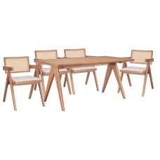 Τραπεζαρία Winslow Ι pakoworld σετ 5τεμ ξύλο rubberwood ανοιχτό καρυδί 160x85x75εκ Τραπεζαρία Winslow Ι pakoworld σετ 5τεμ ξύλο rubberwood ανοιχτό καρυδί 160x85x75εκ