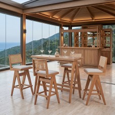 Τραπεζαρία μπαρ Winslow pakoworld σετ 5τεμ ξύλο rubberwood ανοιχτό καρυδί 120x45x100εκ Τραπεζαρία μπαρ Winslow pakoworld σετ 5τεμ ξύλο rubberwood ανοιχτό καρυδί 120x45x100εκ