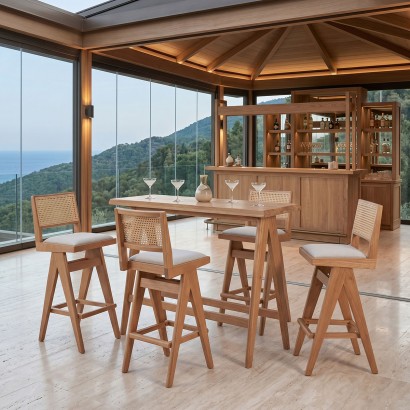 Τραπεζαρία μπαρ Winslow pakoworld σετ 5τεμ ξύλο rubberwood ανοιχτό καρυδί 120x45x100εκ Τραπεζαρία μπαρ Winslow pakoworld σετ 5τεμ ξύλο rubberwood ανοιχτό καρυδί 120x45x100εκ