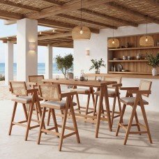 Τραπεζαρία μπαρ Winslow I pakoworld σετ 7τεμ ξύλο rubberwood ανοιχτό καρυδί 120x45x100εκ Τραπεζαρία μπαρ Winslow I pakoworld σετ 7τεμ ξύλο rubberwood ανοιχτό καρυδί 120x45x100εκ