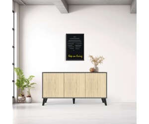 Μπουφές Billie pakoworld ανθρακί-sonoma 149x40x77εκ