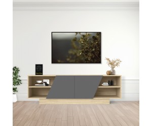 Έπιπλο τηλεόρασης Stevie pakoworld sonoma-ανθρακί 160x40x50εκ