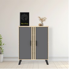 Παπουτσοθήκη-ντουλάπι Shoby pakoworld ανθρακί-sonoma 70.5x30x91εκ