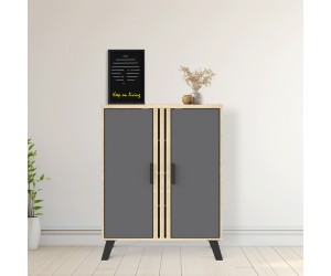 Παπουτσοθήκη-ντουλάπι Shoby pakoworld ανθρακί-sonoma 70.5x30x91εκ