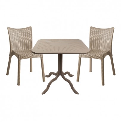 Τραπεζαρία Icon-Confident pakoworld σετ 3τεμ PP σε cappuccino απόχρωση