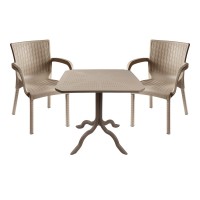 Τραπεζαρία Icon-Festive pakoworld σετ 3τεμ PP σε cappuccino απόχρωση