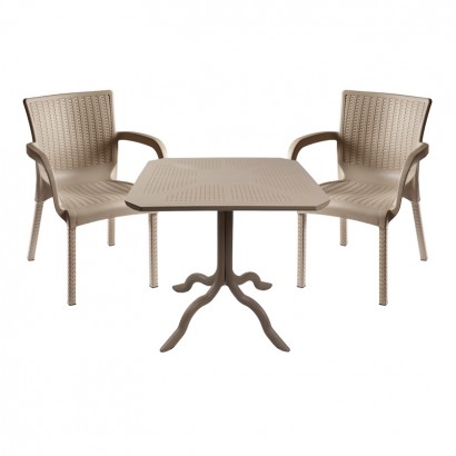 Τραπεζαρία Icon-Festive pakoworld σετ 3τεμ PP σε cappuccino απόχρωση