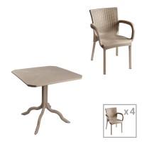 Τραπεζαρία Icon-Festive pakoworld σετ 5τεμ PP σε cappuccino απόχρωση