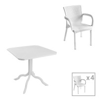 Τραπεζαρία Icon-Festive pakoworld σετ 5τεμ PP σε λευκή απόχρωση Τραπεζαρία Icon-Festive pakoworld σετ 5τεμ PP σε λευκή απόχρωση