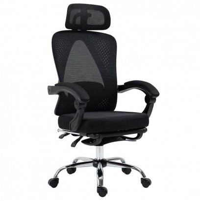 Καρέκλα γραφείου διευθυντή με υποπόδιο Titan pakoworld Premium Quality ύφασμα-mesh χρώμα μαύρο