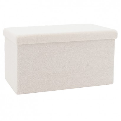 Σκαμπό-μπαούλο Forward pakoworld ύφασμα μπουκλέ ivory 76.5x38x37.5εκ