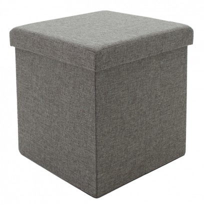 Σκαμπό-μπαούλο Crystal pakoworld ύφασμα γκρι 38x38x38εκ