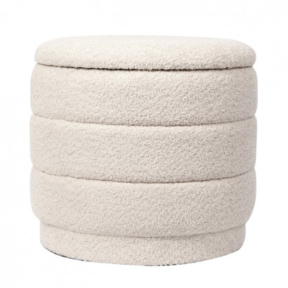 Σκαμπό-μπαούλο Bettia pakoworld μπουκλέ ιβουάρ Φ41x38.5εκ