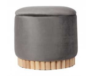 Σκαμπό-μπαούλο Terina pakoworld βελούδο γκρι Φ46x42εκ