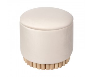 Σκαμπό-μπαούλο Terina pakoworld βελούδο κρεμ Φ46x42εκ