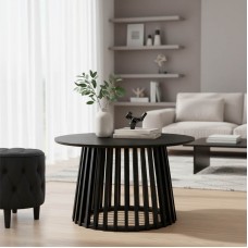 Τραπέζι σαλονιού Domonic pakoworld mdf σε μαύρη απόχρωση Φ80x45εκ Τραπέζι σαλονιού Domonic pakoworld mdf σε μαύρη απόχρωση Φ80x45εκ