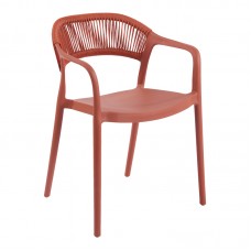 Πολυθρόνα Ankara pakoworld στοιβαζόμενη pp-pe rattan σε terracotta απόχρωση 54x55.5x77εκ Πολυθρόνα Ankara pakoworld στοιβαζόμενη pp-pe rattan σε terracotta απόχρωση 54x55.5x77εκ