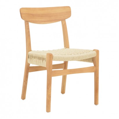 Καρέκλα Eaprine pakoworld φυσικό σχοινί-rubberwood 49x53x77εκ Καρέκλα Eaprine pakoworld φυσικό σχοινί-rubberwood 49x53x77εκ
