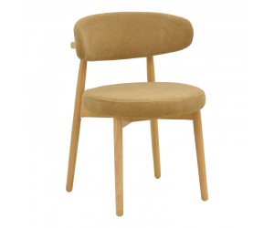 Καρέκλα Luben pakoworld ύφασμα καφέ - rubberwood σε φυσική απόχρωση 53x54x79εκ