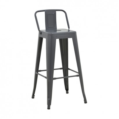 Σκαμπό μπαρ μεσαίου ύψους με πλάτη Utopia pakoworld μέταλλο σε ανθρακί απόχρωση 42x42x86εκ