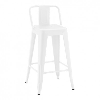 Σκαμπό μπαρ μεσαίου ύψους με πλάτη Utopia pakoworld μέταλλο σε λευκή ματ απόχρωση 42x42x86εκ