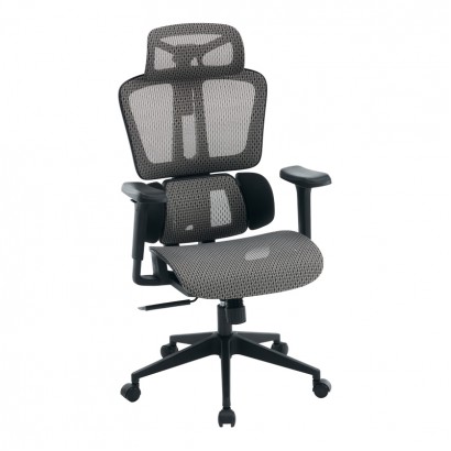 Καρέκλα γραφείου εργασίας ErgoFlow pakoworld μαύρο-γκρι 73x64x112-135εκ