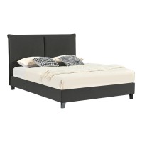 Κρεβάτι διπλό Majus pakoworld ύφασμα ανθρακί 160x200εκ