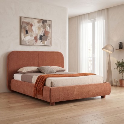 Κρεβάτι Salena pakoworld terracotta ύφασμα 160x200εκ Κρεβάτι Salena pakoworld terracotta ύφασμα 160x200εκ