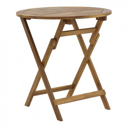 Τραπέζι Capruva pakoworld πτυσσόμενο φυσικό ξύλο ακακίας Φ70x74εκ