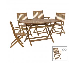 Τραπεζαρία Joter-Falov pakoworld σετ 7τεμ φυσικό μασίφ ξύλο ακακίας 130x80x72εκ Τραπεζαρία Joter-Falov pakoworld σετ 7τεμ φυσικό μασίφ ξύλο ακακίας 130x80x72εκ