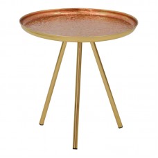 Βοηθητικό τραπέζι Jacksie Inart μπρονζέ-χρυσό μέταλλο Φ46x48εκ