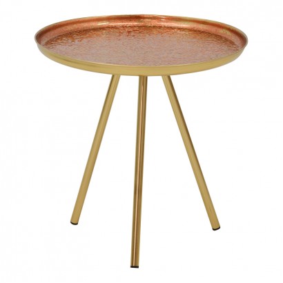 Βοηθητικό τραπέζι Jacksie Inart μπρονζέ-χρυσό μέταλλο Φ46x48εκ
