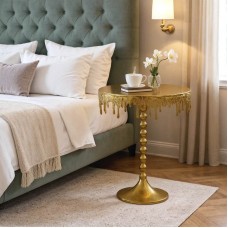 Βοηθητικό τραπέζι Fropio Inart χρυσό μέταλλο Φ40x44εκ