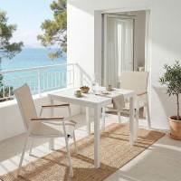 Τραπεζαρία Kliton - Azelie σετ 3τεμ pakoworld αλουμίνιο σε λευκή απόχρωση 80x80x74εκ