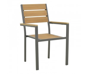 Πολυθρόνα Breze pakoworld στοιβαζόμενη plywood σε φυσική-αλουμίνιο σε ανθρακί απόχρωση 57.5x60x88εκ