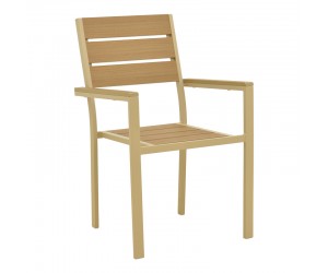 Πολυθρόνα Breze pakoworld στοιβαζόμενη plywood σε φυσική-αλουμίνιο σε cappuccino απόχρωση 57.5x60x88εκ