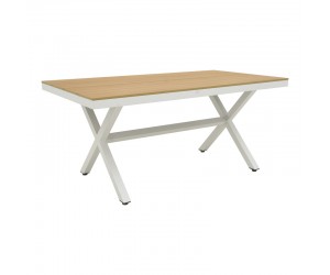Τραπέζι Thorio pakoworld plywood σε φυσική -αλουμινίο σε λευκή απόχρωση 160x90x75εκ
