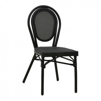 Καρέκλα Nacia pakoworld στοιβαζόμενη μαύρο αλουμίνιο-μαύρο textilene 45x59x85εκ