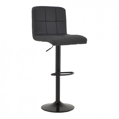 Σκαμπό μπαρ Remina pakoworld πτυσσόμενο μαύρο pu-βάση μαύρο μέταλλο 44x44x112εκ