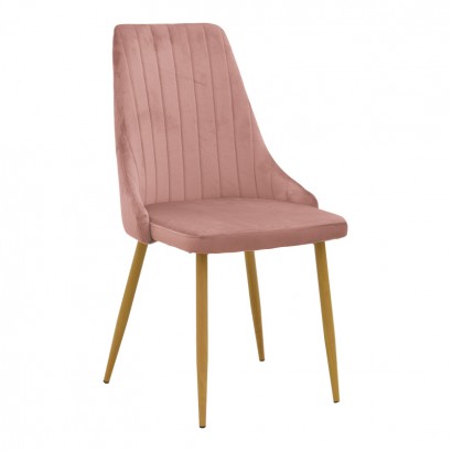 Καρέκλα Azori pakoworld σάπιο μήλο βελούδο με πόδι μετάλλου σε φυσική απόχρωση 49x55x85εκ